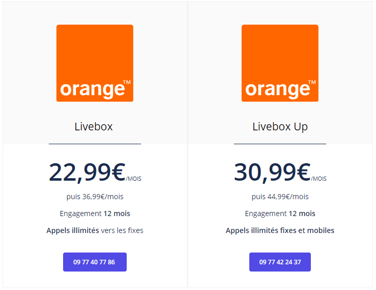 Les tarifs des Livebox ADSL d'Orange
