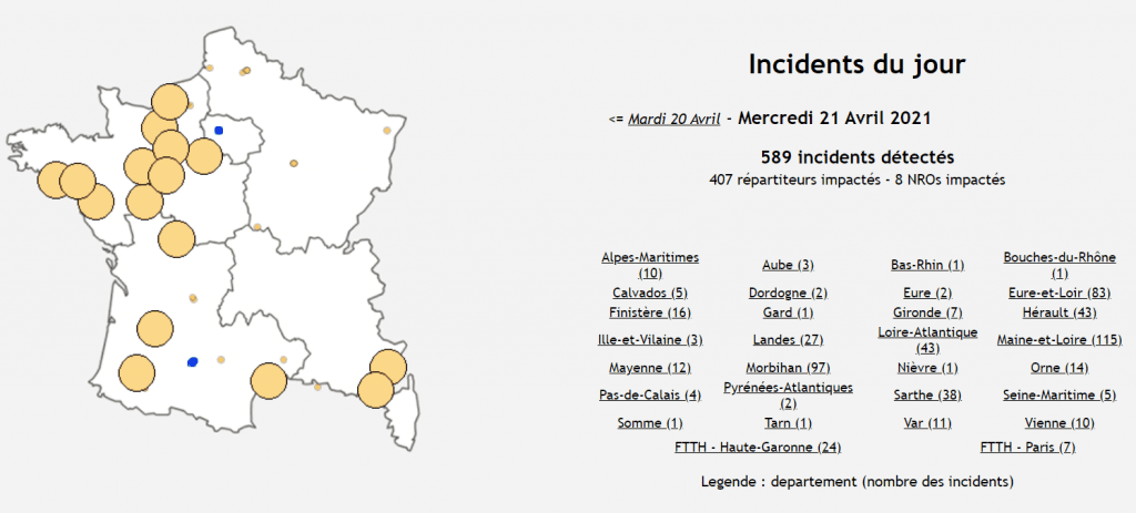 Incident technique réseau Free carte